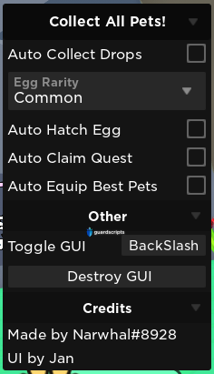 Collect All Pets AUTO-FARM GUI - OPEN SOURCE - July 2022