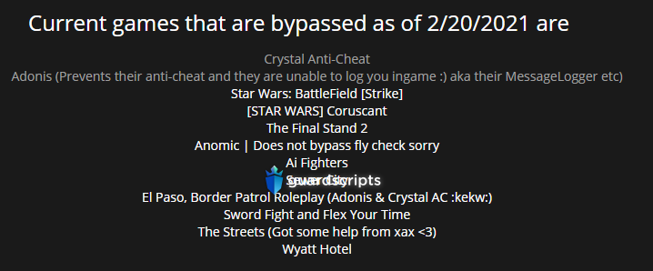 Global | BYPASSES ANTI-CHEAT [🛡️] Adonis, Crystal AC [🛡️]