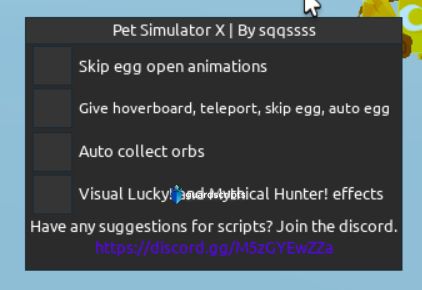Pet Simulator X GUI - SKIP EGG OPEN ANIMATION - GIVE GAMEPASSES - AUTO COLLECT ORBS AND MORE! SCRIPT | ⚡